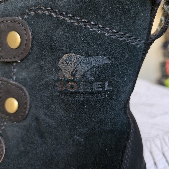 VGUC Sorel Explorer Joan Winter Boots Black Suede Faux Fur Waterproof Women 6 - Picture 6 of 16
